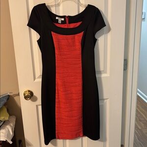 Size 10 London Style Black and Coral color block Dress